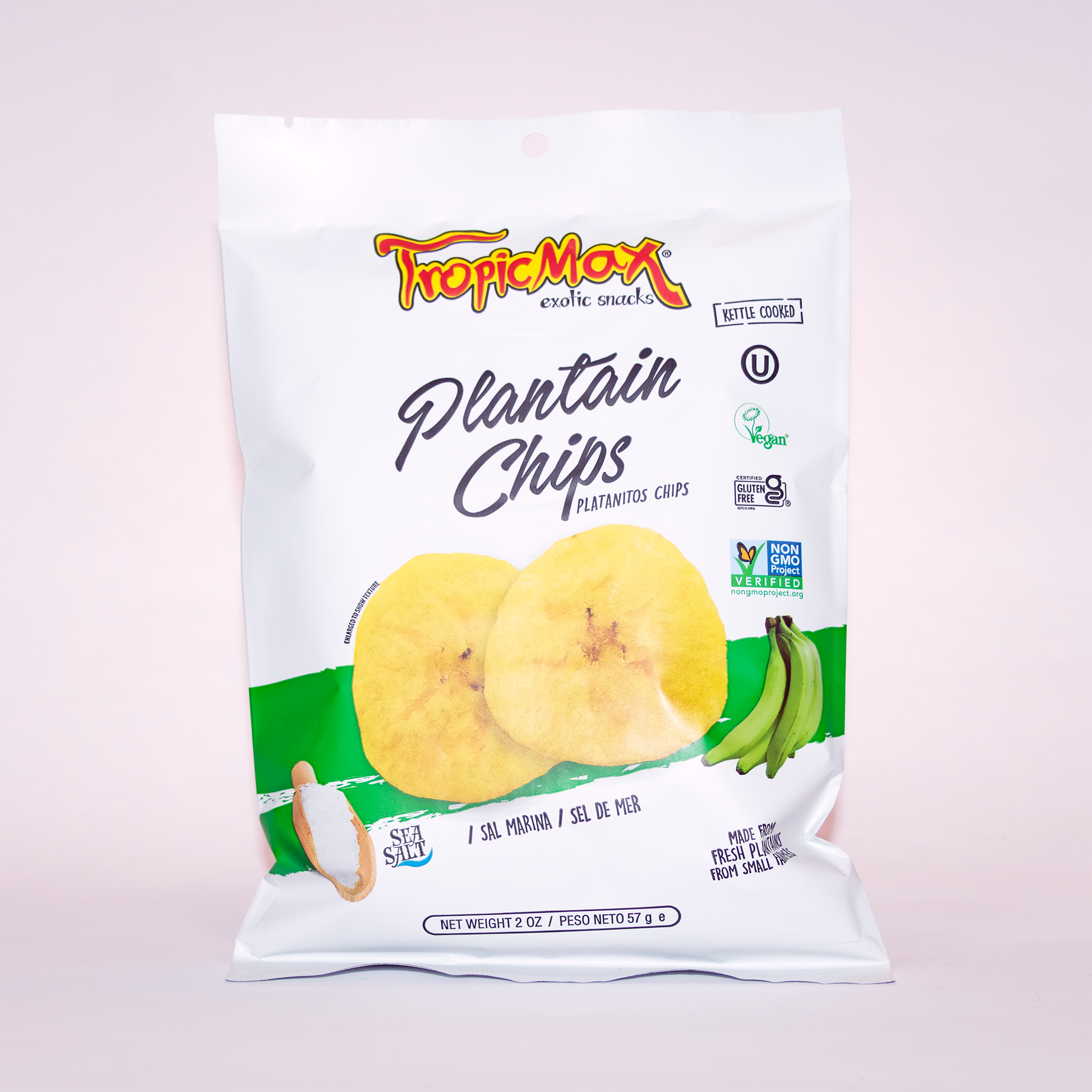 TropicMax Pack of 24 bag of Plantain Chips salted 2 oz