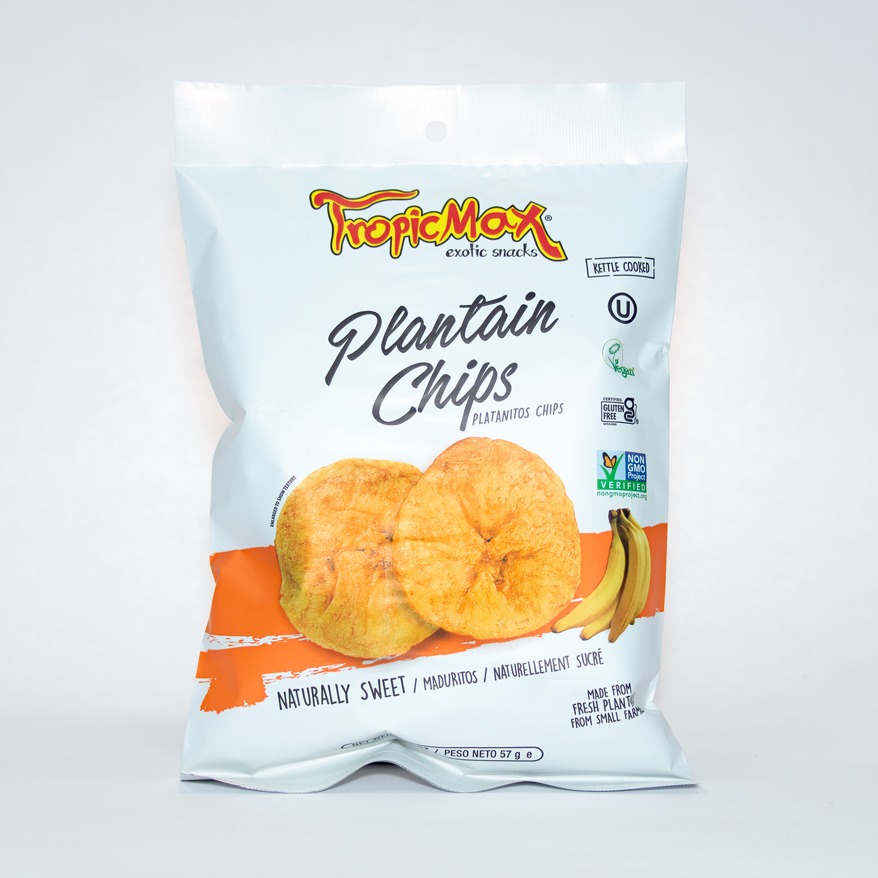 TropicMax Pack of 24 bag of Naturally sweet Plantain Chips 2 oz