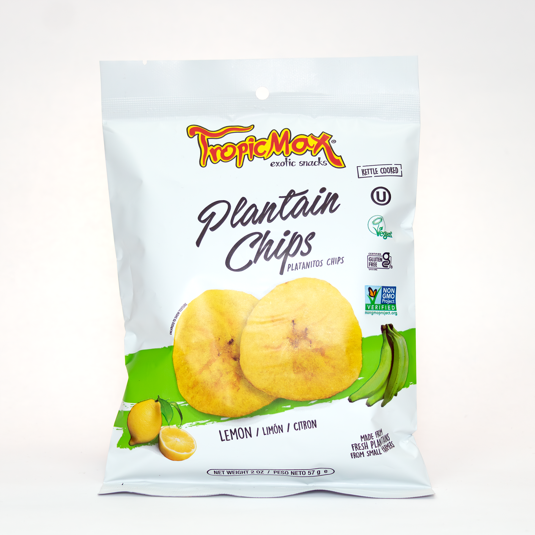 TropicMax Pack of 24 bag of Lemon-Flavored Plantain Chips 2 oz