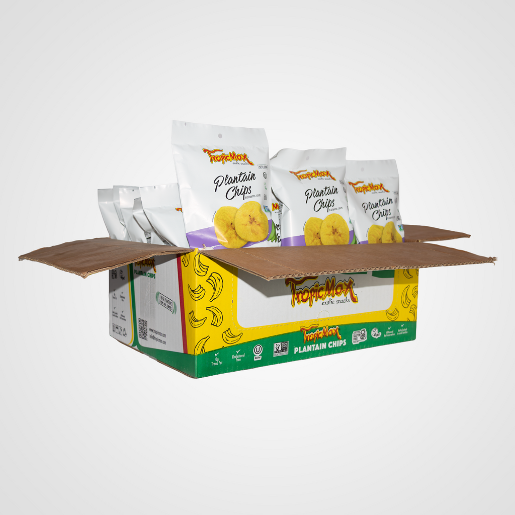 TropicMax Pack of 24 Bags Garlic-Flavored Plantain Chips 2 oz