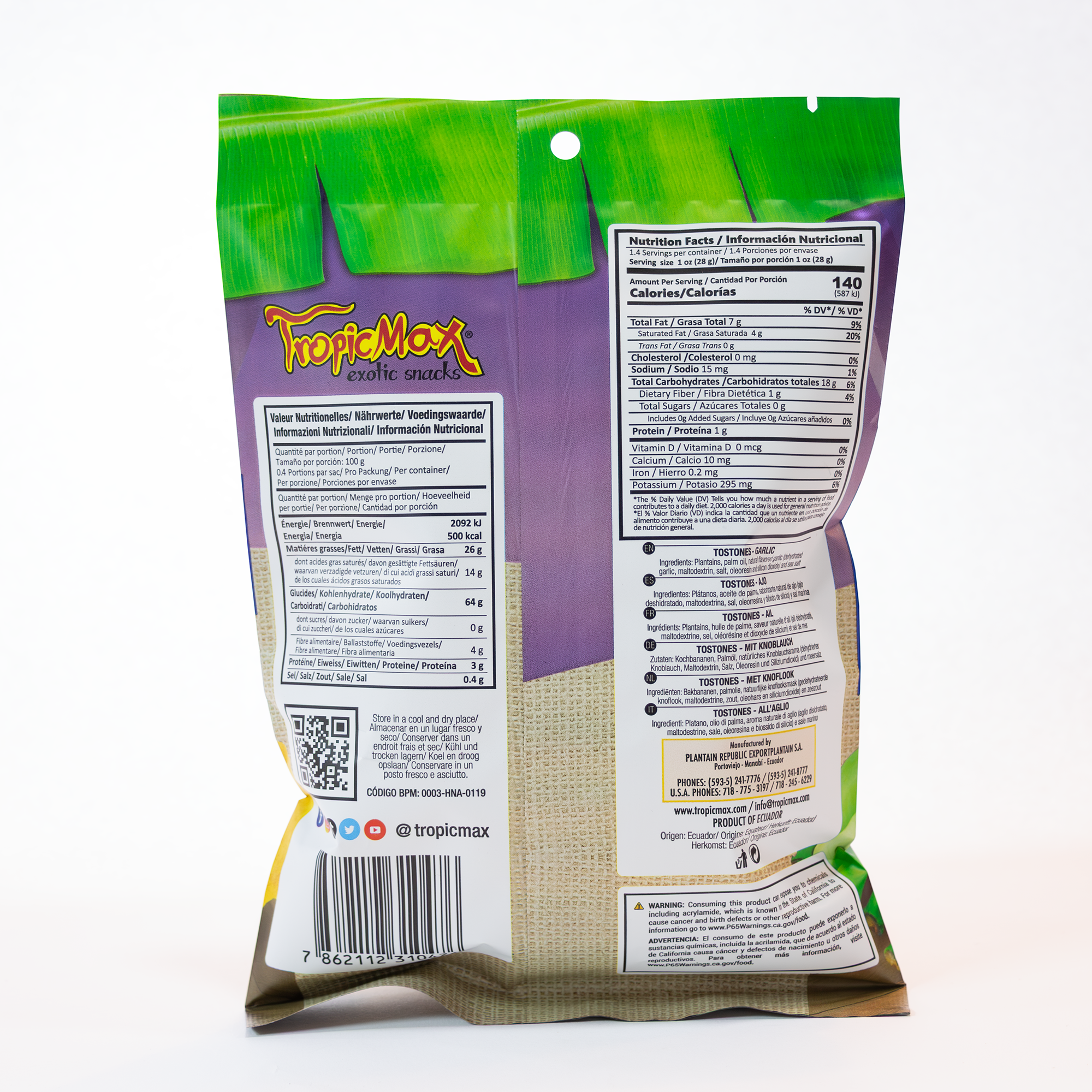 TropicMax Garlic flavoured Tostones 1.4 oz Garlic