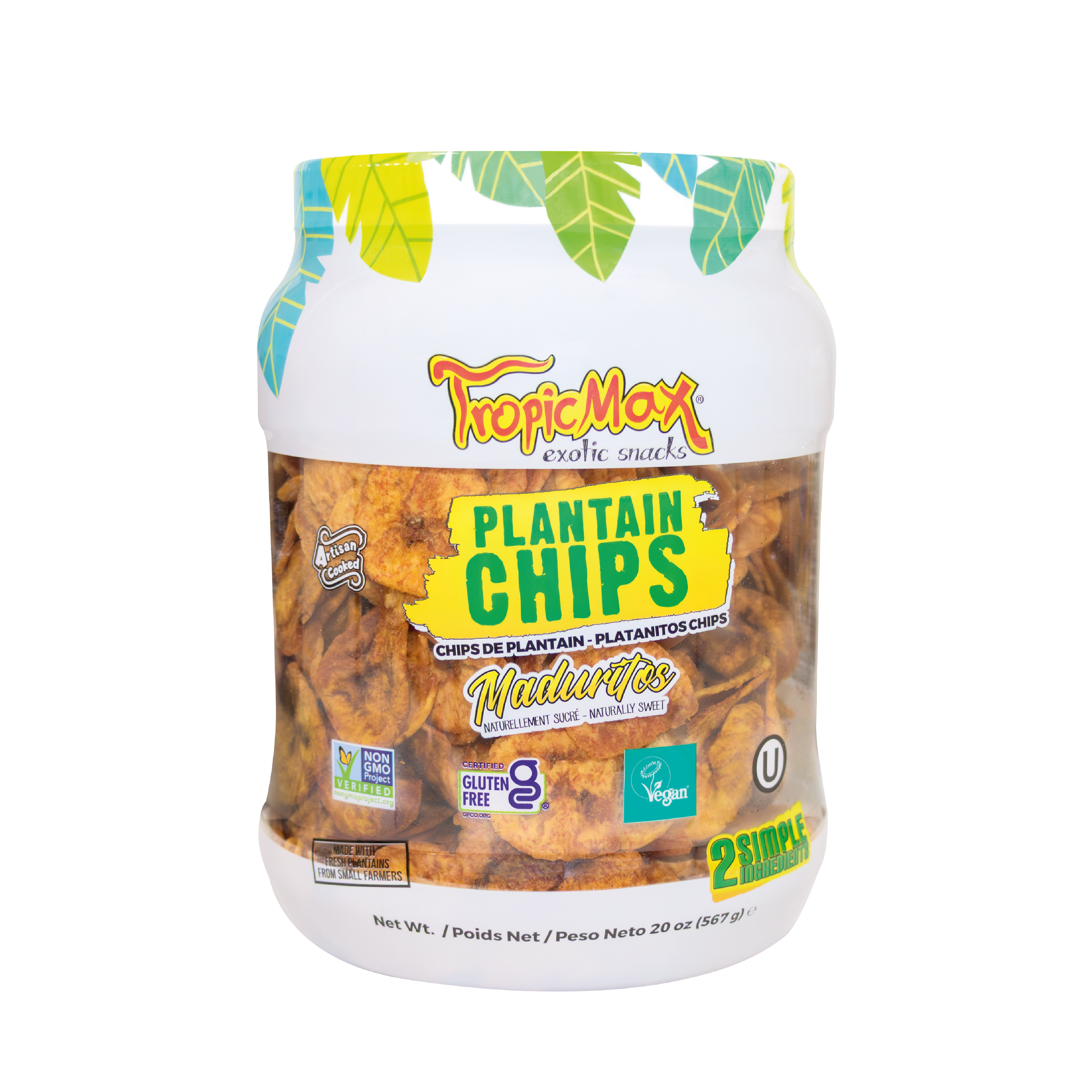 TropicMax Naturally Sweet Plantains Chips Jar 20 oz